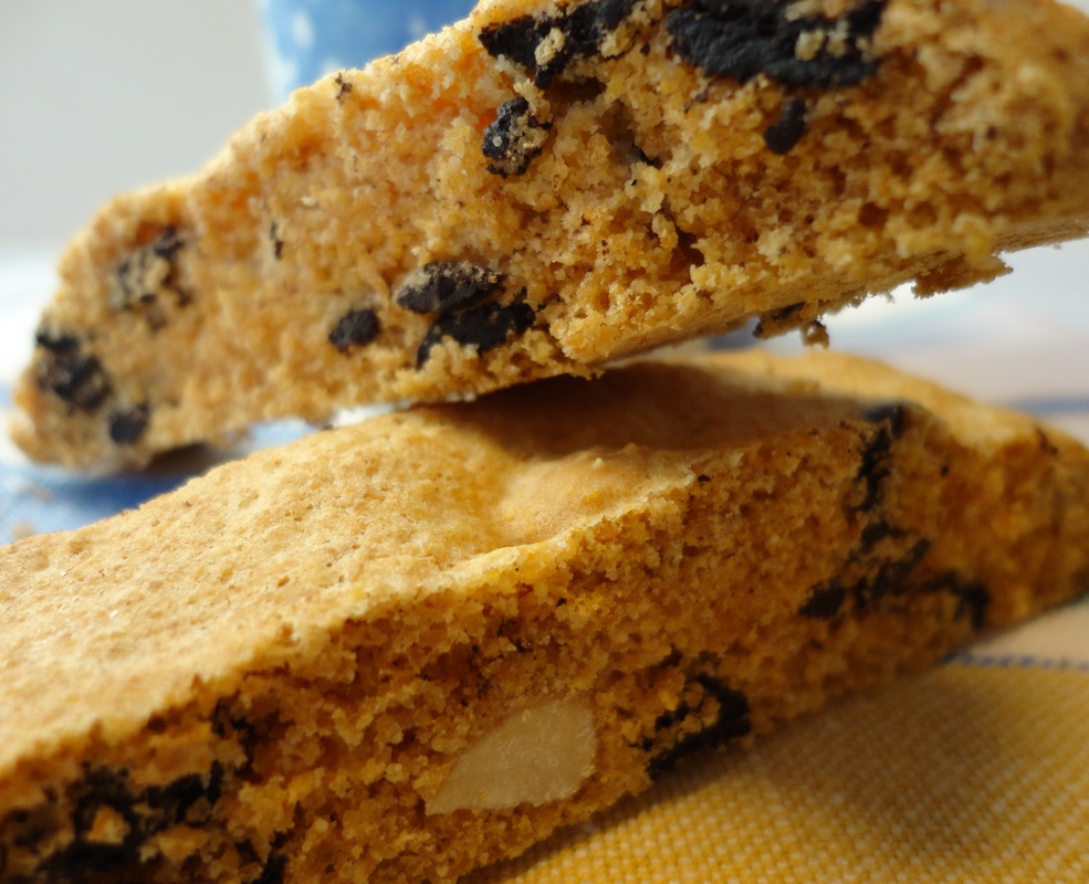 A photograph of two biscotti